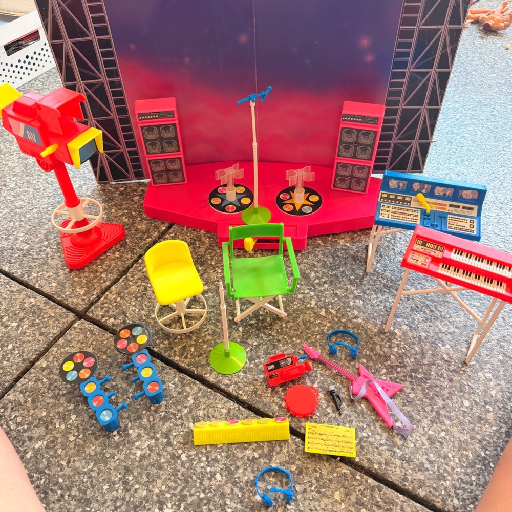 Vintage 1986 Barbie and the Rockers Concert Stage Playset Lot Accessories 80s
